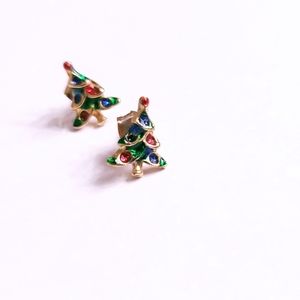 Christmas Tree Rhinestones Stud Earrings